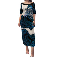 Blue Galaxy Polynesia Tribal Octopus Tattoo Family Matching Puletasi and Hawaiian Shirt Pikake Lei Polynesian Pattern