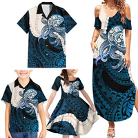 Blue Galaxy Polynesia Tribal Octopus Tattoo Family Matching Summer Maxi Dress and Hawaiian Shirt Pikake Lei Polynesian Pattern LT14 - Polynesian Pride
