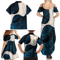 Blue Galaxy Polynesia Tribal Octopus Tattoo Family Matching Summer Maxi Dress and Hawaiian Shirt Pikake Lei Polynesian Pattern LT14 - Polynesian Pride