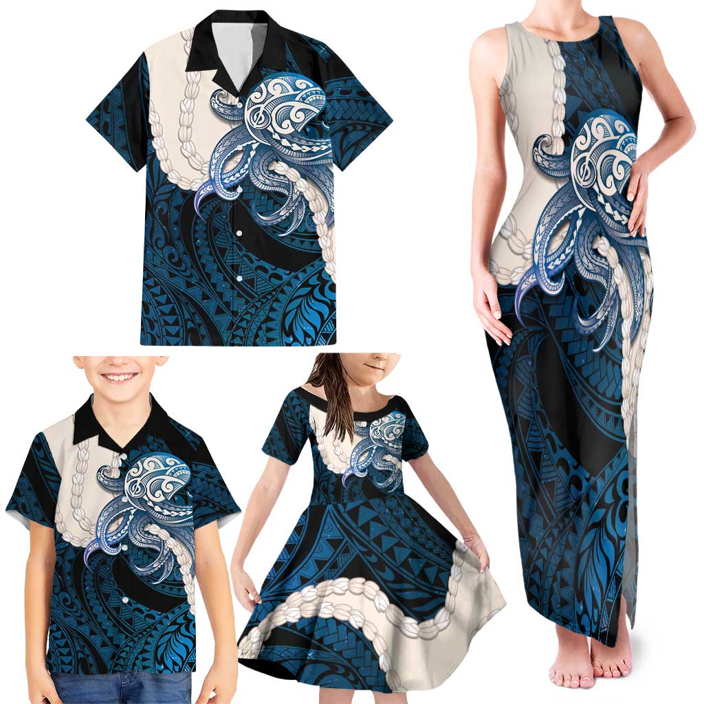 Blue Galaxy Polynesia Tribal Octopus Tattoo Family Matching Tank Maxi Dress and Hawaiian Shirt Pikake Lei Polynesian Pattern LT14 - Polynesian Pride
