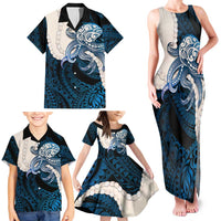 Blue Galaxy Polynesia Tribal Octopus Tattoo Family Matching Tank Maxi Dress and Hawaiian Shirt Pikake Lei Polynesian Pattern LT14 - Polynesian Pride