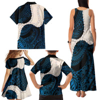 Blue Galaxy Polynesia Tribal Octopus Tattoo Family Matching Tank Maxi Dress and Hawaiian Shirt Pikake Lei Polynesian Pattern LT14 - Polynesian Pride