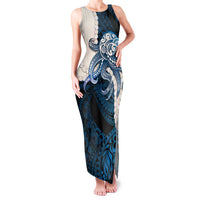 Blue Galaxy Polynesia Tribal Octopus Tattoo Family Matching Tank Maxi Dress and Hawaiian Shirt Pikake Lei Polynesian Pattern LT14 Mom's Dress Blue - Polynesian Pride