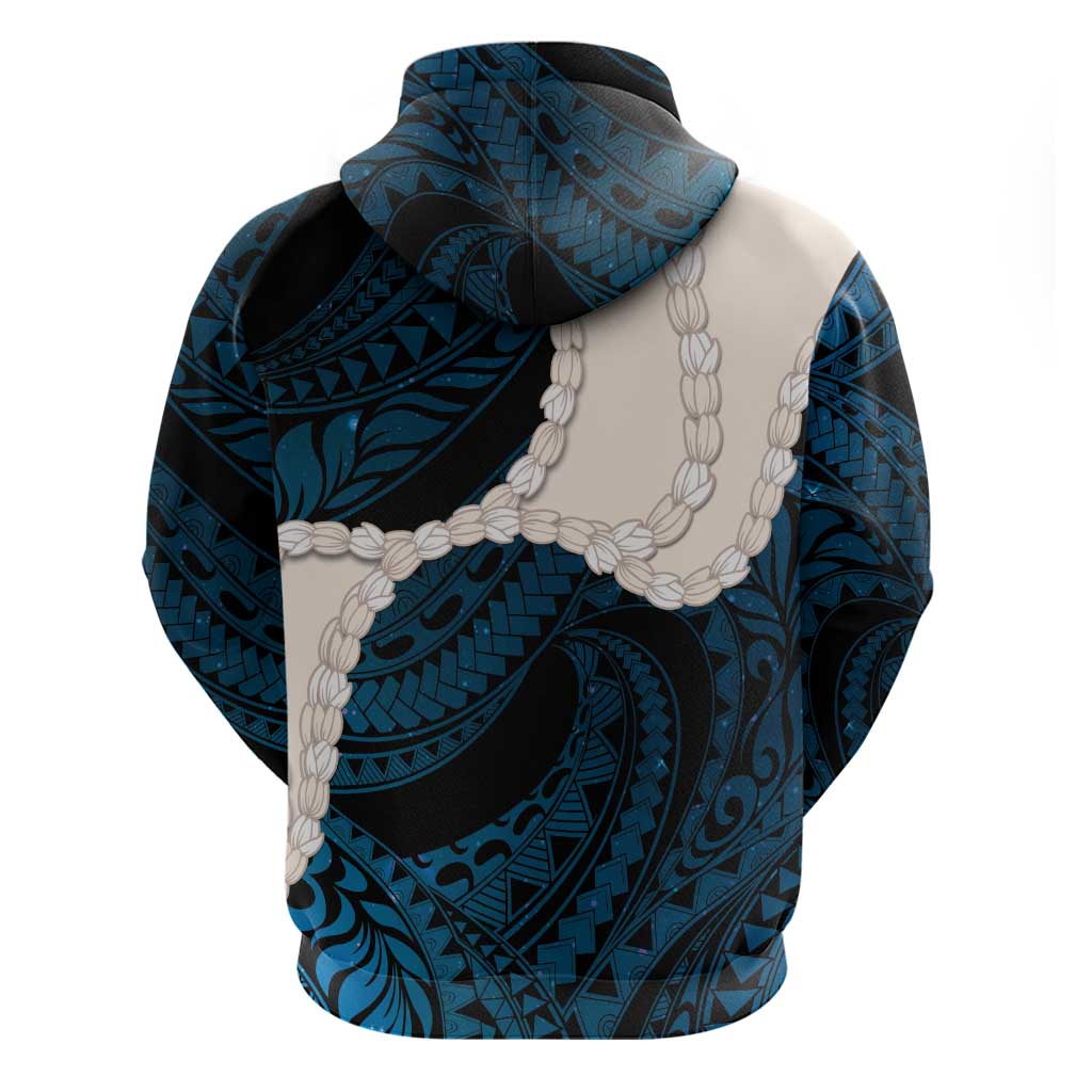 Blue Galaxy Polynesia Tribal Octopus Tattoo Hoodie Pikake Lei Polynesian Pattern
