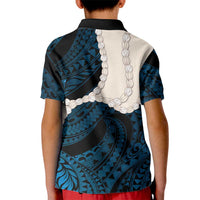 Blue Galaxy Polynesia Tribal Octopus Tattoo Kid Polo Shirt Pikake Lei Polynesian Pattern