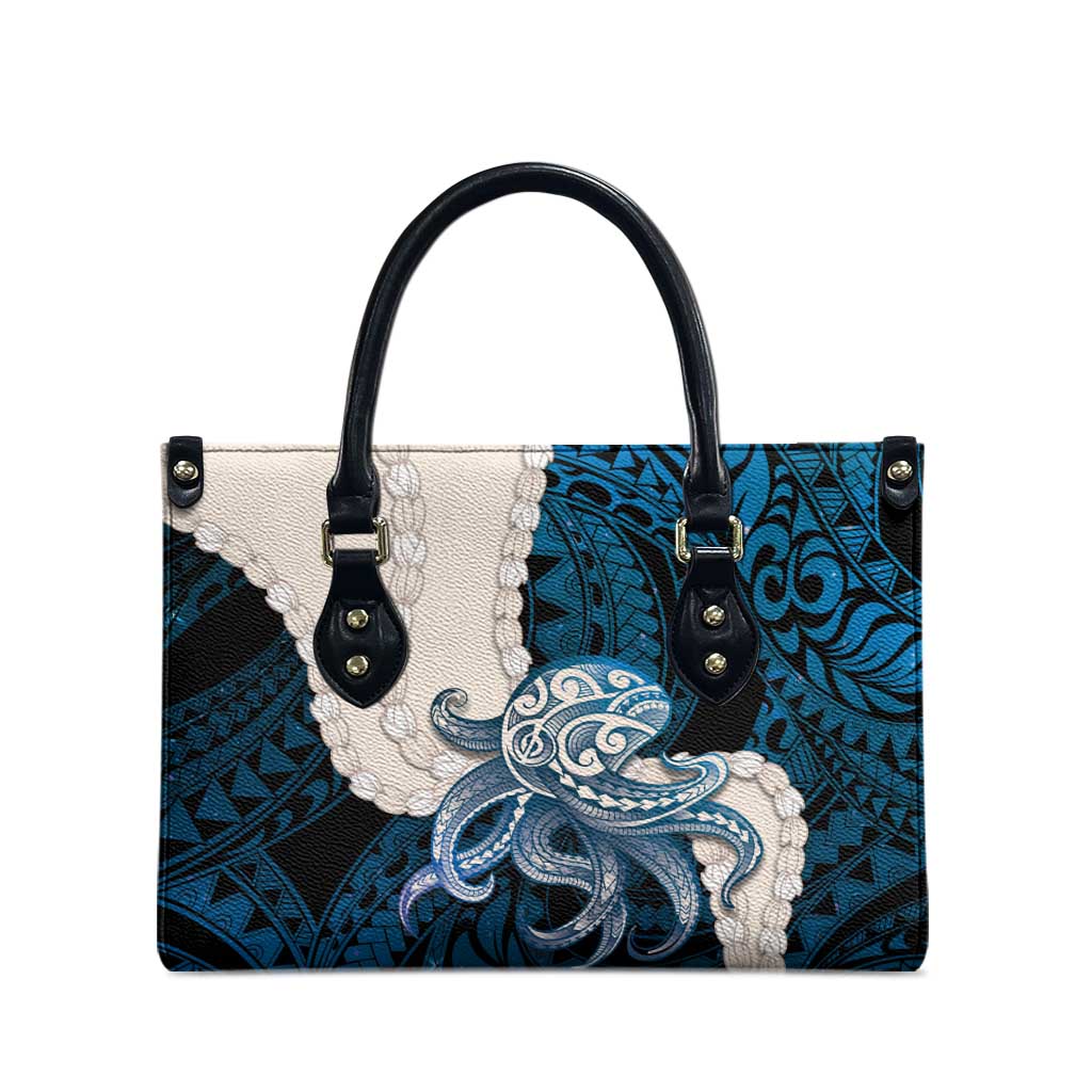 Blue Galaxy Polynesia Tribal Octopus Tattoo Leather Bag Pikake Lei Polynesian Pattern