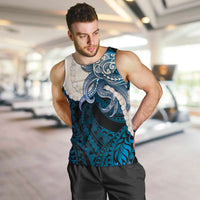 Blue Galaxy Polynesia Tribal Octopus Tattoo Men Tank Top Pikake Lei Polynesian Pattern
