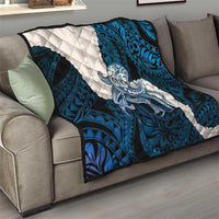 Blue Galaxy Polynesia Tribal Octopus Tattoo Quilt Pikake Lei Polynesian Pattern