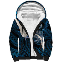 Blue Galaxy Polynesia Tribal Octopus Tattoo Sherpa Hoodie Pikake Lei Polynesian Pattern LT14 Unisex Blue - Polynesian Pride
