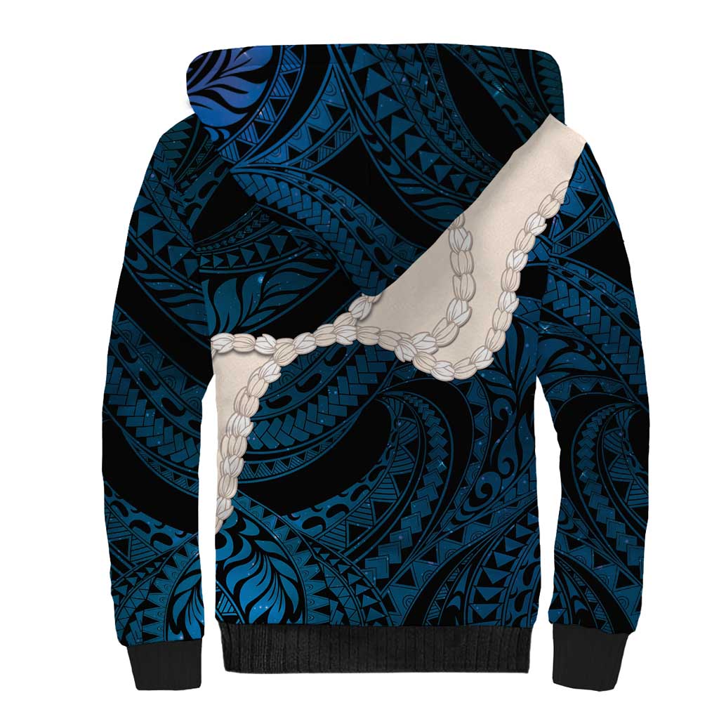 Blue Galaxy Polynesia Tribal Octopus Tattoo Sherpa Hoodie Pikake Lei Polynesian Pattern LT14 - Polynesian Pride