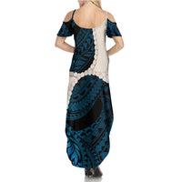 Blue Galaxy Polynesia Tribal Octopus Tattoo Summer Maxi Dress Pikake Lei Polynesian Pattern LT14 - Polynesian Pride