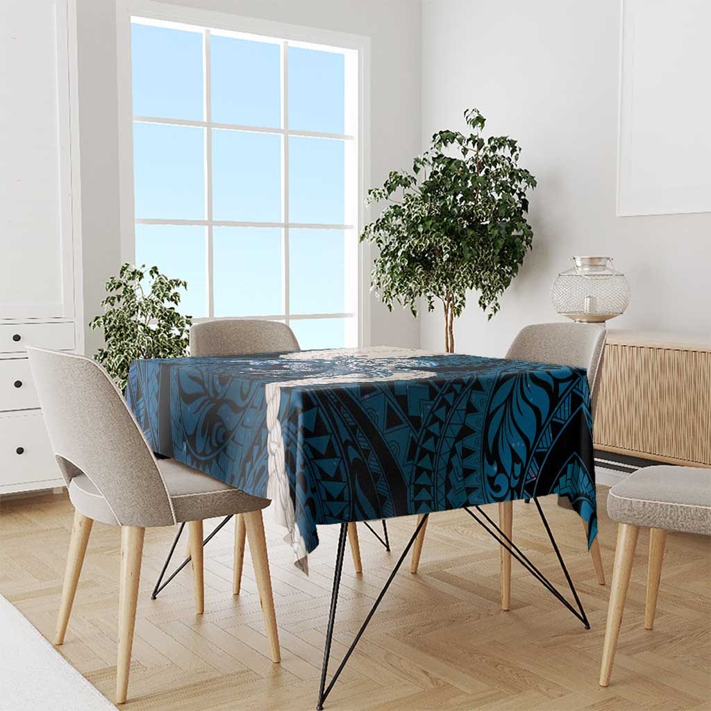 Blue Galaxy Polynesia Tribal Octopus Tattoo Tablecloth Pikake Lei Polynesian Pattern