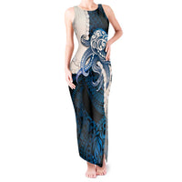 Blue Galaxy Polynesia Tribal Octopus Tattoo Tank Maxi Dress Pikake Lei Polynesian Pattern