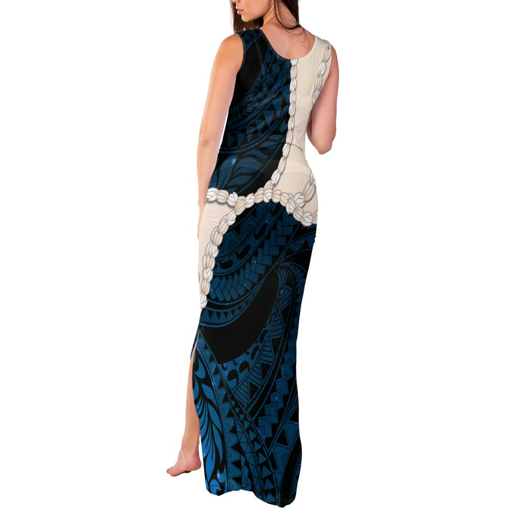 Blue Galaxy Polynesia Tribal Octopus Tattoo Tank Maxi Dress Pikake Lei Polynesian Pattern