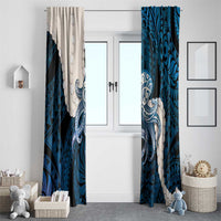 Blue Galaxy Polynesia Tribal Octopus Tattoo Window Curtain Pikake Lei Polynesian Pattern