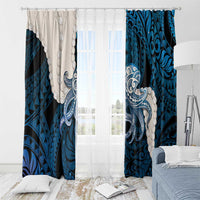 Blue Galaxy Polynesia Tribal Octopus Tattoo Window Curtain Pikake Lei Polynesian Pattern