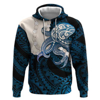 Blue Galaxy Polynesia Tribal Octopus Tattoo Zip Hoodie Pikake Lei Polynesian Pattern