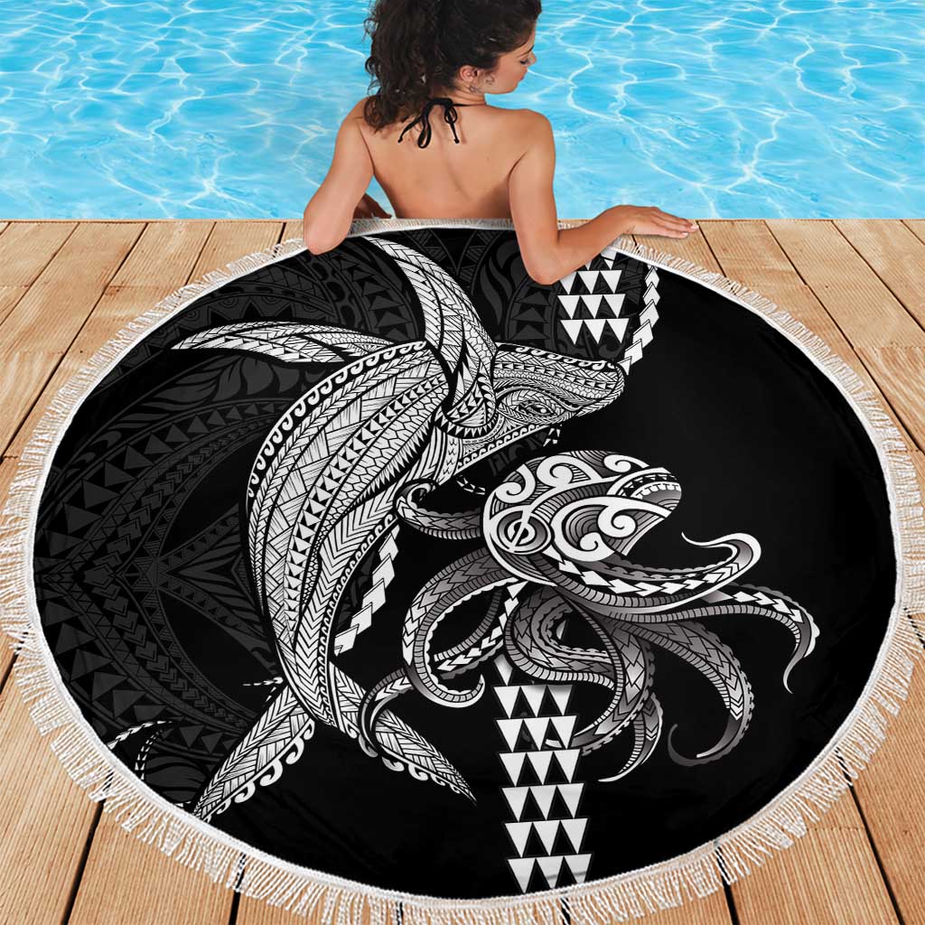 Kanaloa Aloha Hawaii Beach Blanket Humpback Whale Octopus Tattoo Kakau Pattern LT14 - Polynesian Pride