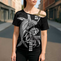 Kanaloa Aloha Hawaii Cross Shoulder Shirt Humpback Whale Octopus Tattoo Kakau Pattern
