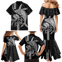 Kanaloa Aloha Hawaii Family Matching Mermaid Dress and Hawaiian Shirt Humpback Whale Octopus Tattoo Kakau Pattern LT14 - Polynesian Pride