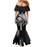 Kanaloa Aloha Hawaii Family Matching Mermaid Dress and Hawaiian Shirt Humpback Whale Octopus Tattoo Kakau Pattern LT14 - Polynesian Pride