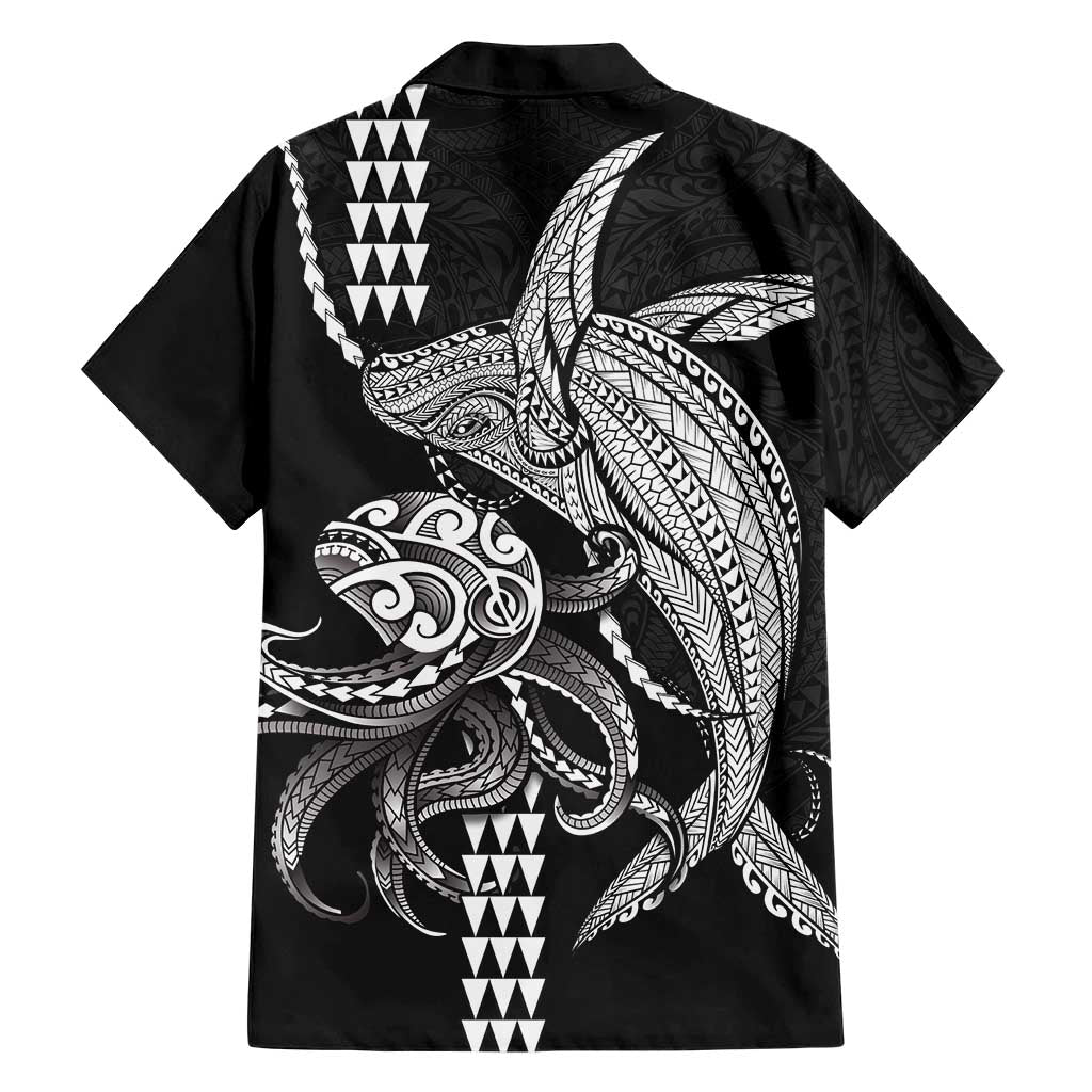 Kanaloa Aloha Hawaii Family Matching Tank Maxi Dress and Hawaiian Shirt Humpback Whale Octopus Tattoo Kakau Pattern LT14 - Polynesian Pride