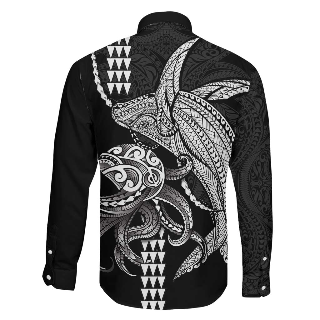 Kanaloa Aloha Hawaii Family Matching Tank Maxi Dress and Hawaiian Shirt Humpback Whale Octopus Tattoo Kakau Pattern LT14 - Polynesian Pride