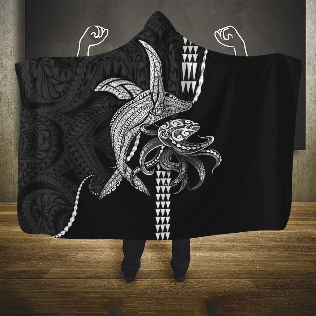 Kanaloa Aloha Hawaii Hooded Blanket Humpback Whale Octopus Tattoo Kakau Pattern LT14 - Polynesian Pride
