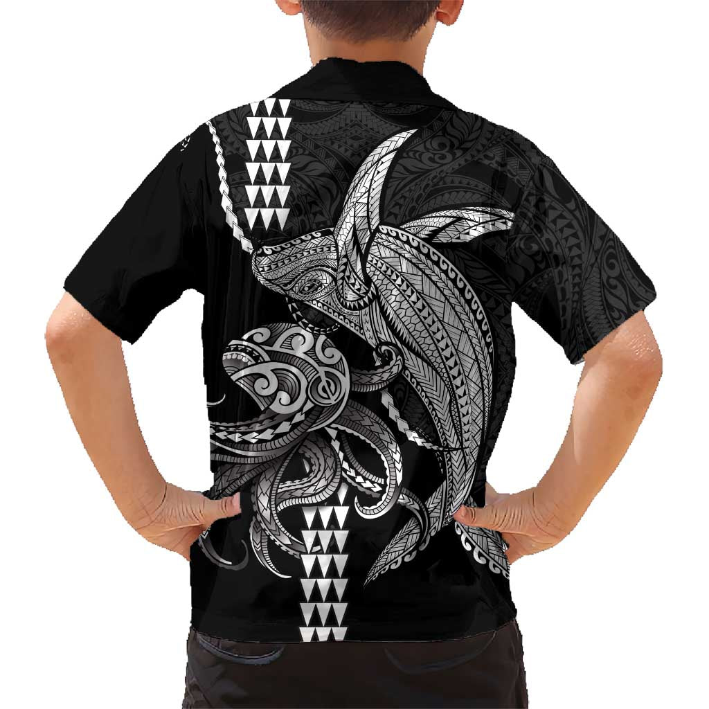Kanaloa Aloha Hawaii Kid Hawaiian Shirt Humpback Whale Octopus Tattoo Kakau Pattern