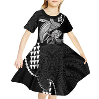 Kanaloa Aloha Hawaii Kid Short Sleeve Dress Humpback Whale Octopus Tattoo Kakau Pattern LT14 - Polynesian Pride