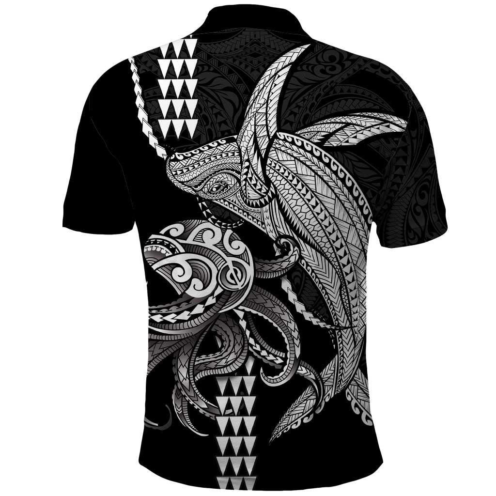 Kanaloa Aloha Hawaii Polo Shirt Humpback Whale Octopus Tattoo Kakau Pattern