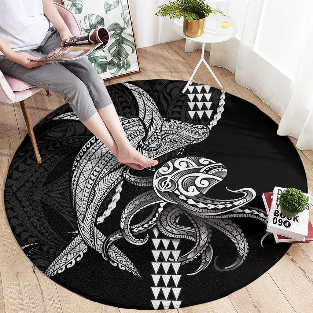 Kanaloa Aloha Hawaii Round Carpet Humpback Whale Octopus Tattoo Kakau Pattern