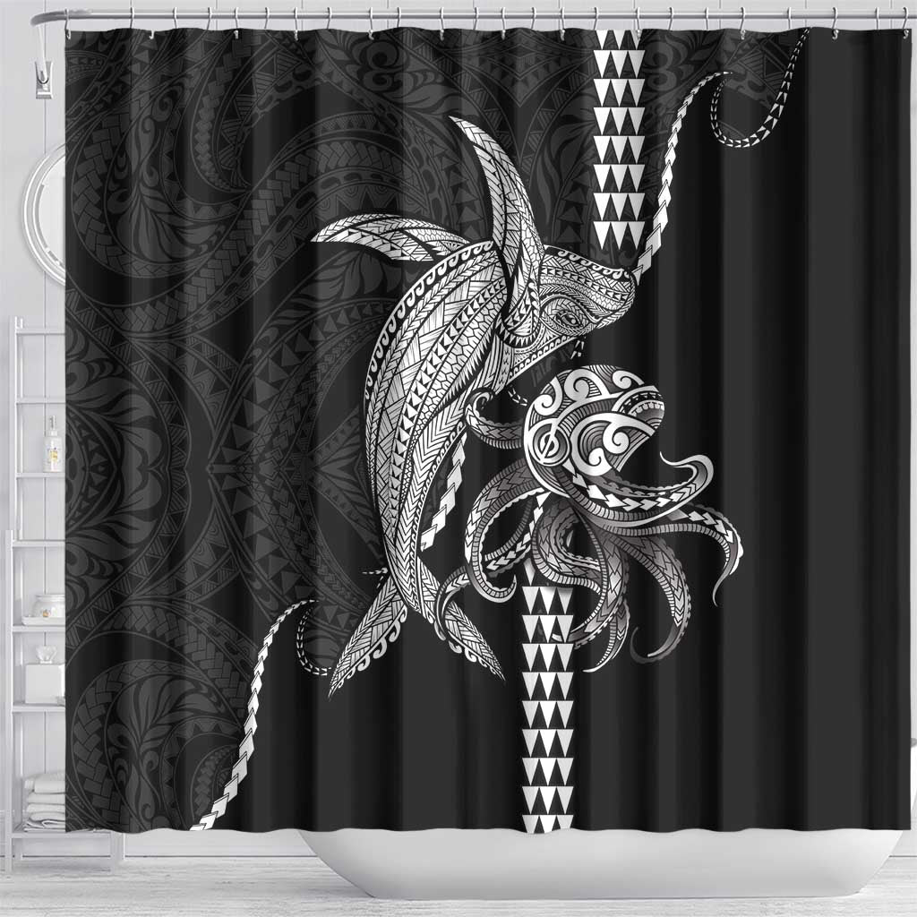 Kanaloa Aloha Hawaii Shower Curtain Humpback Whale Octopus Tattoo Kakau Pattern