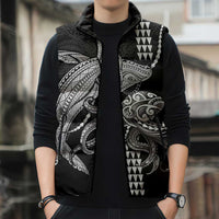 Kanaloa Aloha Hawaii Sleeveless Puffer Jacket Humpback Whale Octopus Tattoo Kakau Pattern LT14 - Polynesian Pride