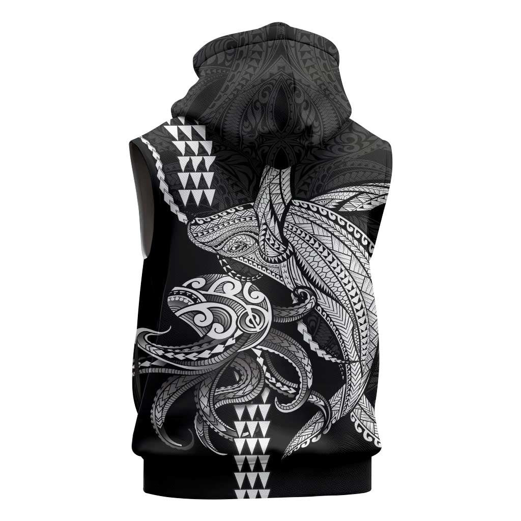 Kanaloa Aloha Hawaii Sleeveless Zip Hoodie Humpback Whale Octopus Tattoo Kakau Pattern