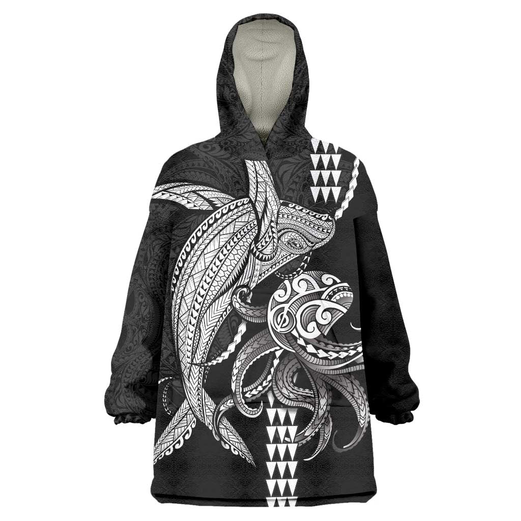Kanaloa Aloha Hawaii Wearable Blanket Hoodie Humpback Whale Octopus Tattoo Kakau Pattern