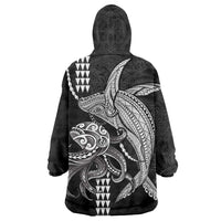 Kanaloa Aloha Hawaii Wearable Blanket Hoodie Humpback Whale Octopus Tattoo Kakau Pattern