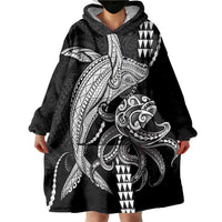 Kanaloa Aloha Hawaii Wearable Blanket Hoodie Humpback Whale Octopus Tattoo Kakau Pattern