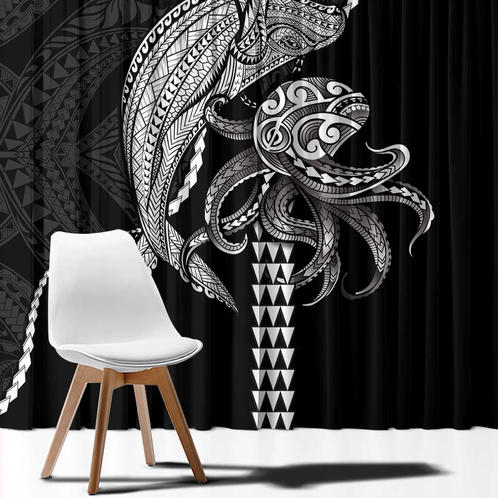 Kanaloa Aloha Hawaii Window Curtain Humpback Whale Octopus Tattoo Kakau Pattern