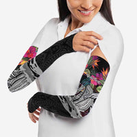 Personalised Hawaii Arm Sleeves Humpback Whale Tattoo With Tropical Flowers Black