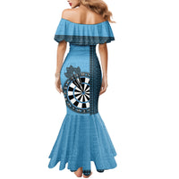 Personalised Fiji Darts Family Matching Mermaid Dress and Hawaiian Shirt Fijian Tapa Pattern - Blue LT14 - Polynesian Pride