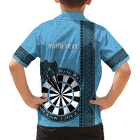 Personalised Fiji Darts Kid Hawaiian Shirt Fijian Tapa Pattern - Blue