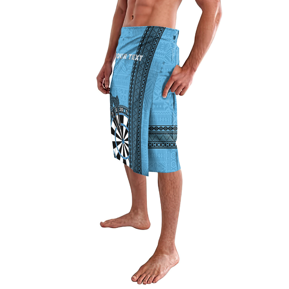 Personalised Fiji Darts Lavalava Fijian Tapa Pattern - Blue