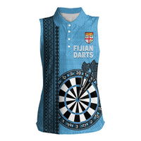 Personalised Fiji Darts Women Sleeveless Polo Shirt Fijian Tapa Pattern - Blue LT14 Female Blue - Polynesian Pride