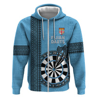 Personalised Fiji Darts Zip Hoodie Fijian Tapa Pattern - Blue LT14 Zip Hoodie Blue - Polynesian Pride