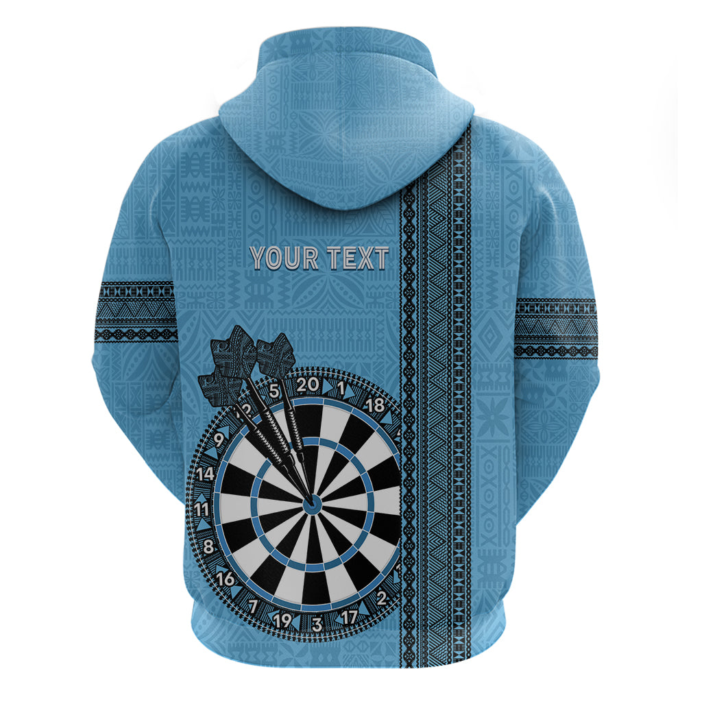 Personalised Fiji Darts Zip Hoodie Fijian Tapa Pattern - Blue LT14 - Polynesian Pride
