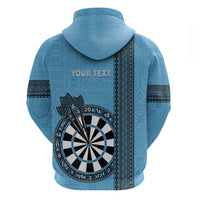 Personalised Fiji Darts Zip Hoodie Fijian Tapa Pattern - Blue LT14 - Polynesian Pride