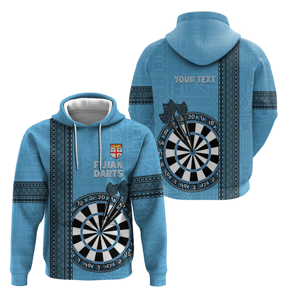 Personalised Fiji Darts Zip Hoodie Fijian Tapa Pattern - Blue LT14 - Polynesian Pride