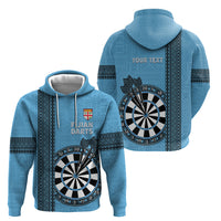 Personalised Fiji Darts Zip Hoodie Fijian Tapa Pattern - Blue LT14 - Polynesian Pride