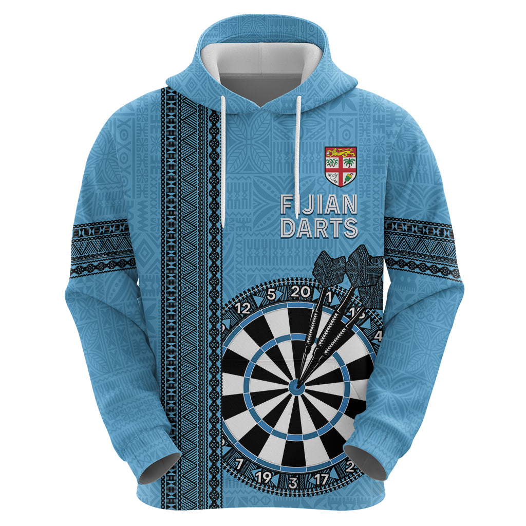 Personalised Fiji Darts Zip Hoodie Fijian Tapa Pattern - Blue LT14 - Polynesian Pride